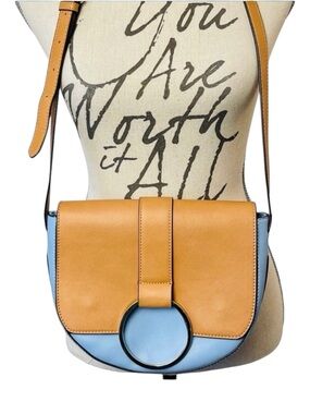 New Urban Originals Blue Tan Vegan Leather Crossbody Bag